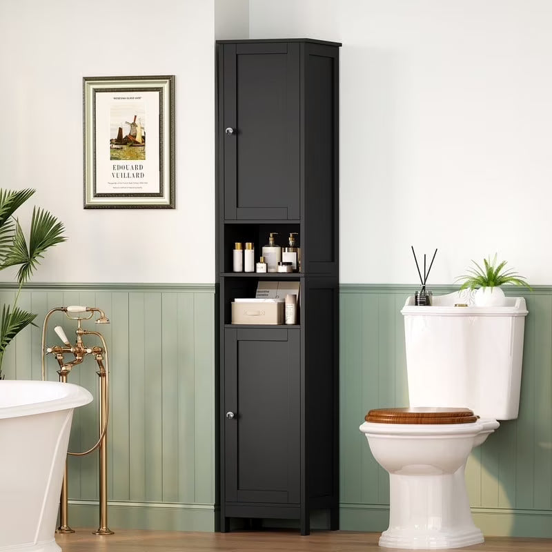 67" Tall Bathroom Cabinet with Adjustable Shelves and Doors, Bathroom Storage Cabinet for Small Space, Living Room, Entryway, Kitchen, White