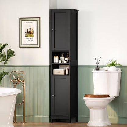 67" Tall Bathroom Cabinet with Adjustable Shelves and Doors, Bathroom Storage Cabinet for Small Space, Living Room, Entryway, Kitchen, White