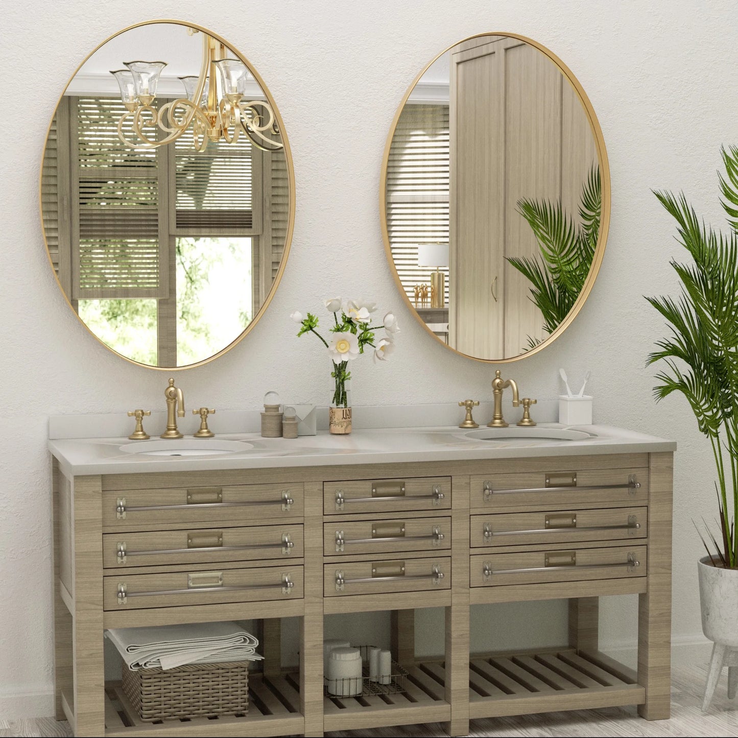 Clavies Black Oval Mirror, 22x30 Inches Bathroom Vanity Mirror, Wall Mirror with Metal Frame