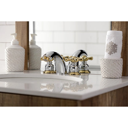 Kingston Brass KB944AX Victorian Mini-Widespread Bathroom Faucet, Polished Chrome/Polished Brass