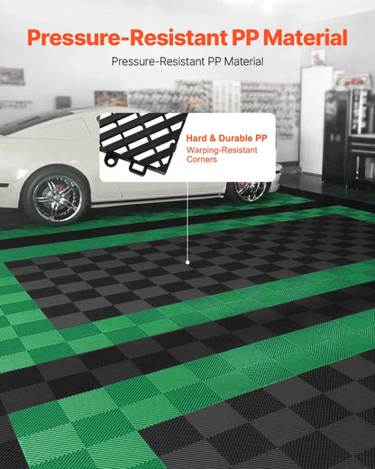 KFFKFF Drainage Floor Mat Set, 12�� x 12�� Modular Interlocking Padding, Set of 55 Connectable Drainage Mats, Slip-Resistant Black PP Drainage Floor and Bath Mat, Suitable for Garage, Garden