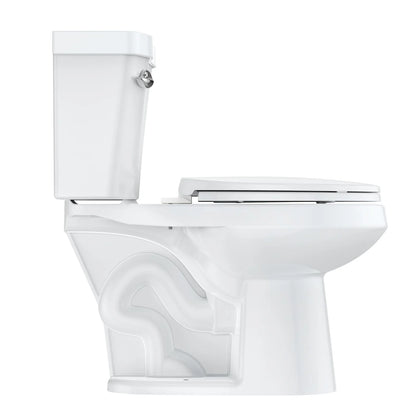 Elongated Toilets, 1.28 GPF Universal Height Siphonic Flush Toilet, Universal Height ADA Cotton, Water Efficient Bathroom Toilet(Toilet Seat Included) - Ceramic White