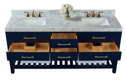 Ancerre Designs Elizabeth 72" Wood Bathroom Vanity Set in Heritage Blue