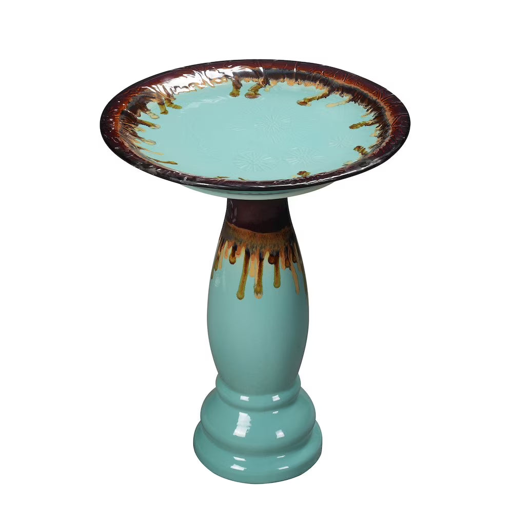 Hi-Line Gift Ltd. Ceramic Birdbath - Tranquil Blue Oasis