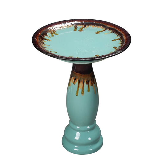 Hi-Line Gift Ltd. Ceramic Birdbath - Tranquil Blue Oasis