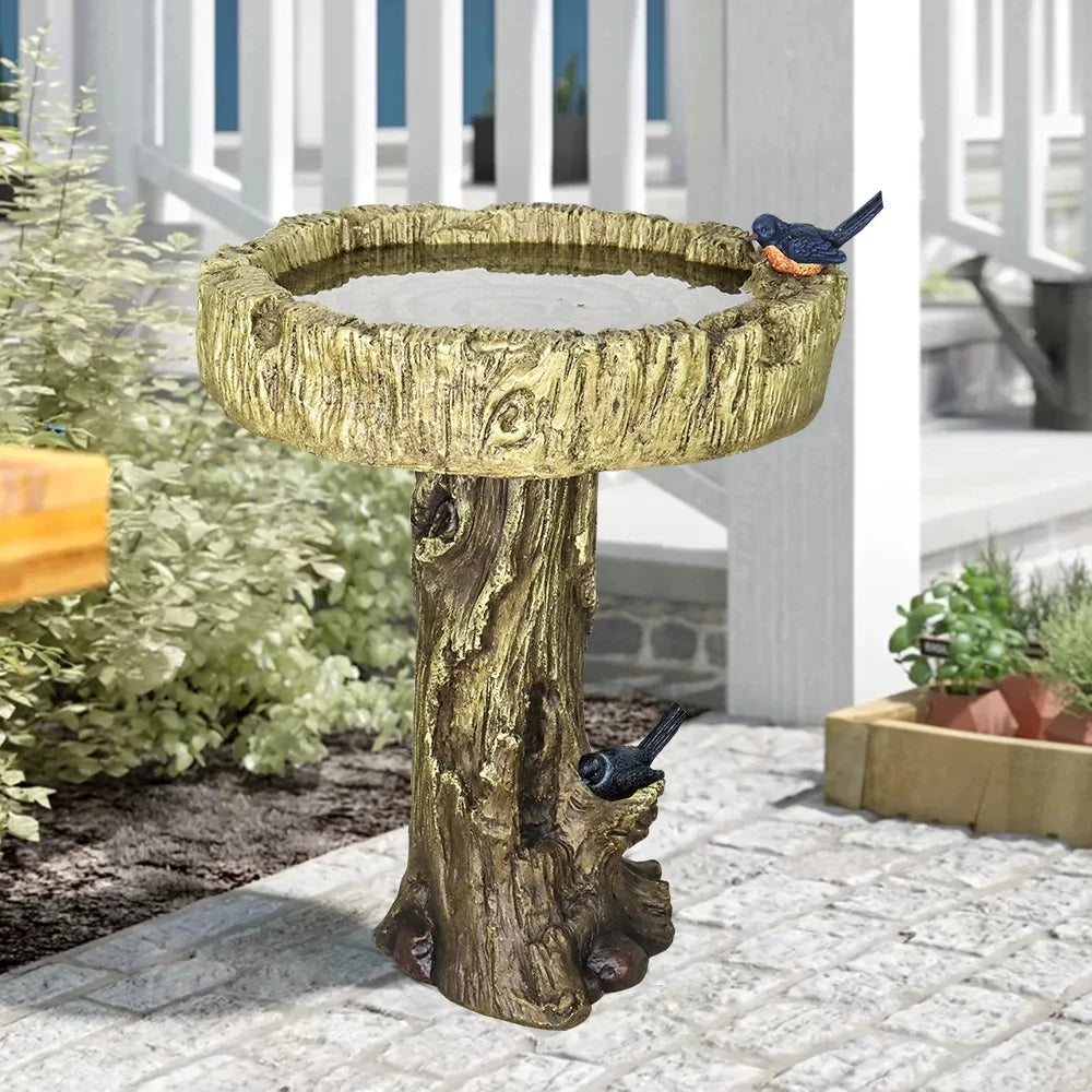 Trunk Shape Birdbaths for Outdoors, 18in Wide Garden Bird Bath Statues, Outdoor Decor for Garden, Patio, Yard, Deck