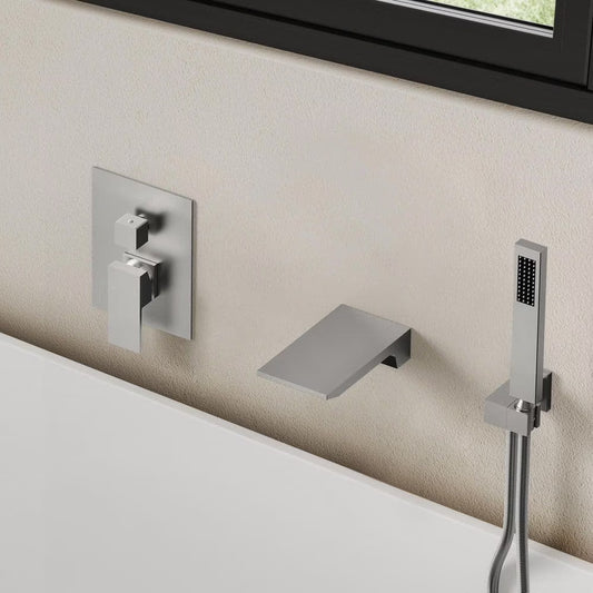 EVERSTEIN Single-Handle 2-Spray Tub and Shower Faucet with Waterfall Bathtub Faucet in Brushed Nickel (Valve Included)
