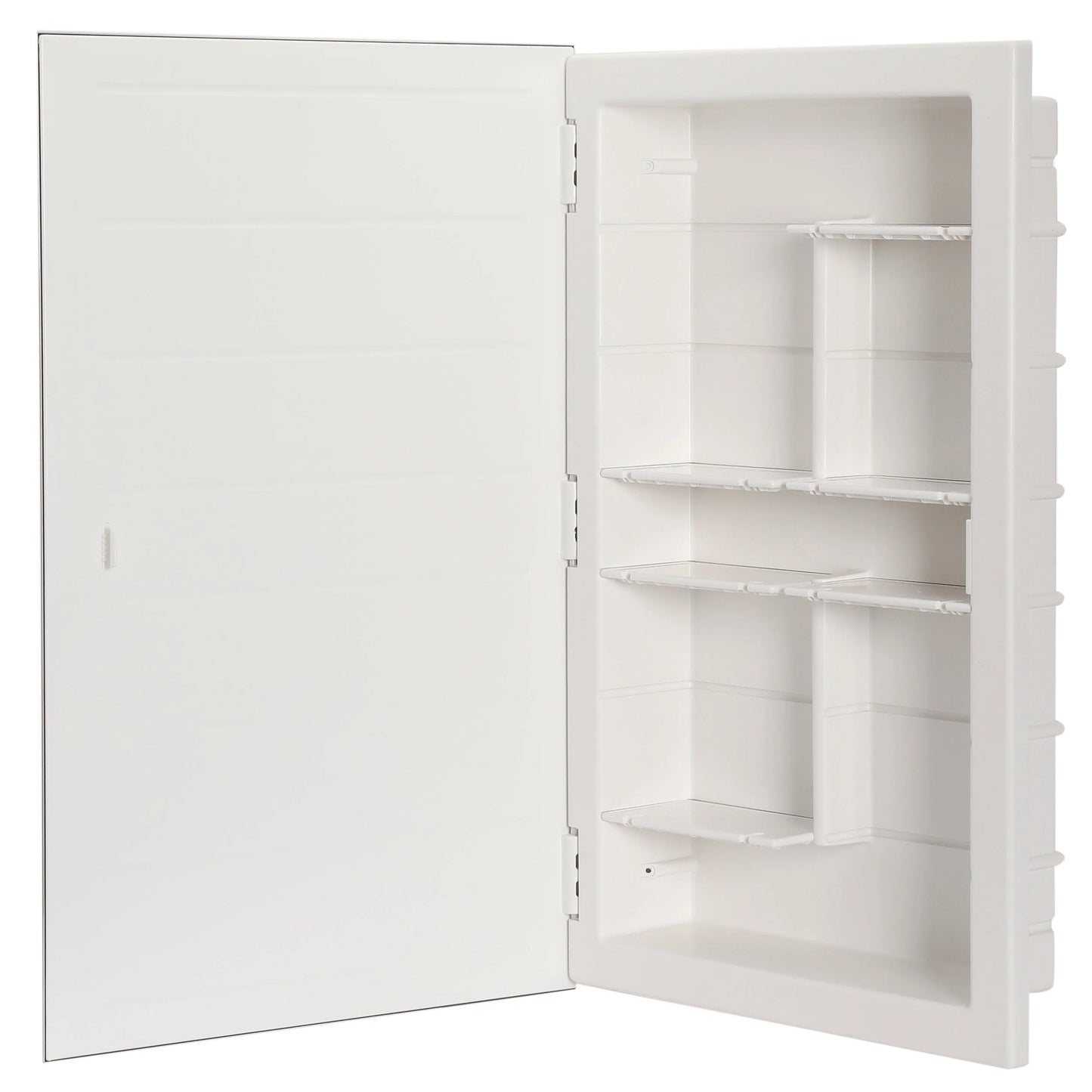 12-1-26-01 Capella 16 in. x 26 in. x 3-1/2 in. Framed Recessed 1 Door Bathroom Medicine Cabinet with 6 Shelves and White Frame
