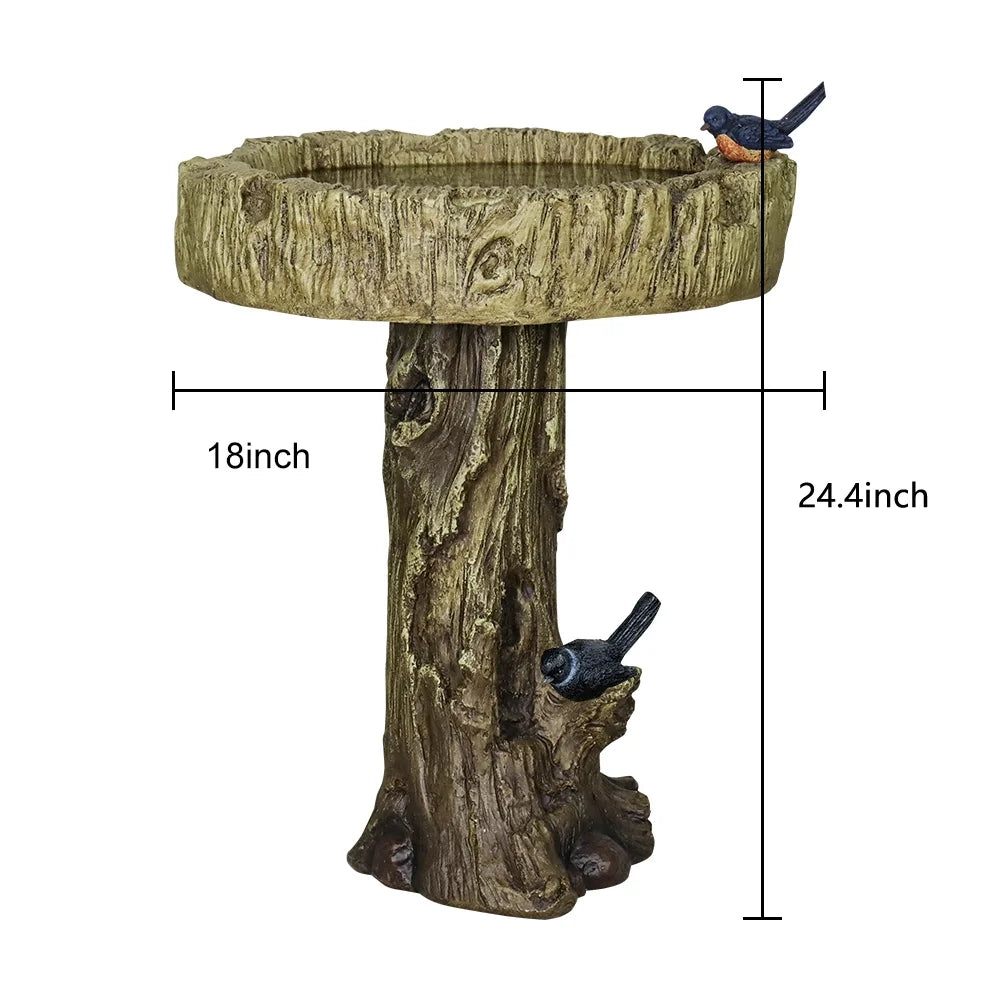 Trunk Shape Birdbaths for Outdoors, 18in Wide Garden Bird Bath Statues, Outdoor Decor for Garden, Patio, Yard, Deck