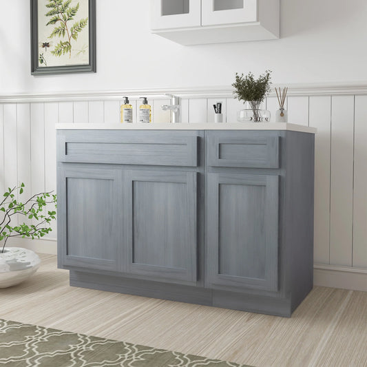 51 in. W x 21 in. D x 32.5 in. H Bath Vanity Cabinet without Top in Silver