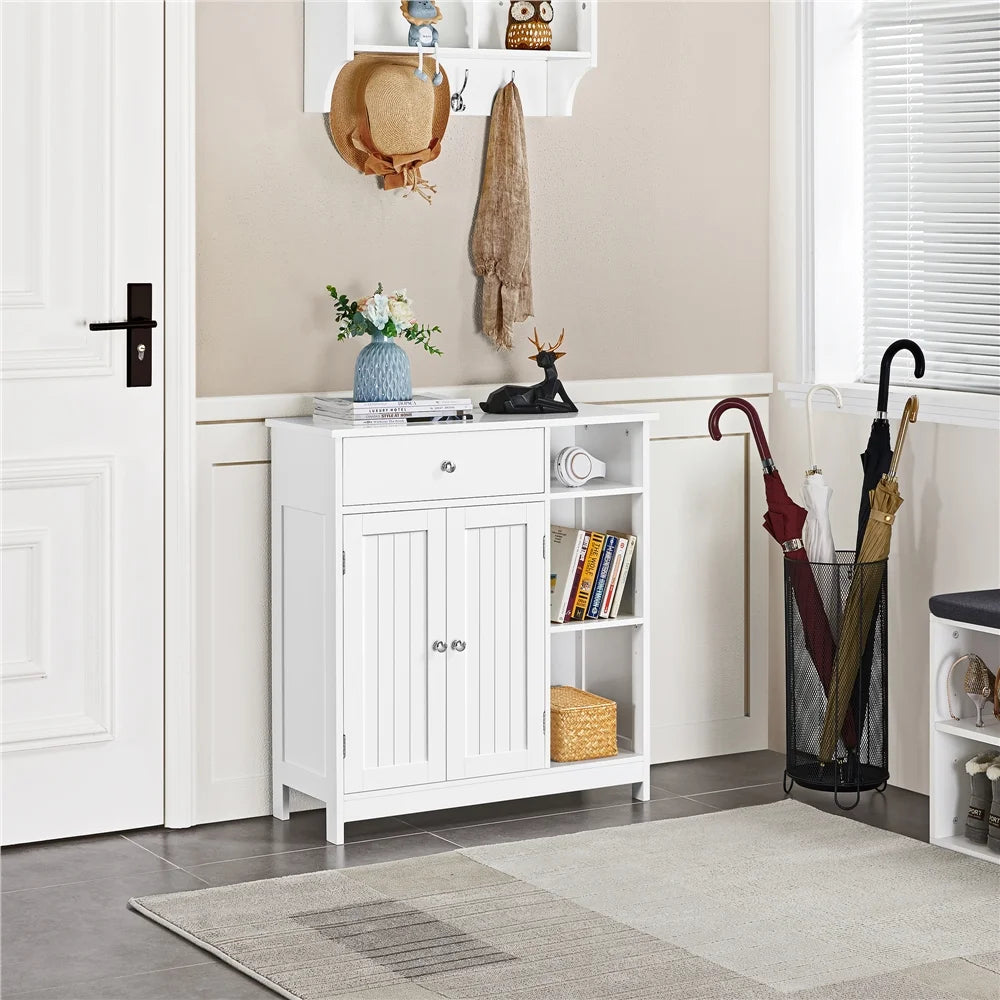 Yaheetech Free-Standing Bathroom Floor Cabinet with Drawer & Adjustable Shelves, White