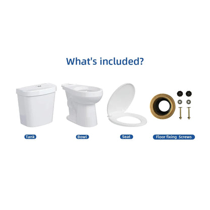 21" Toilet, Two-Piece Toilet, ADA Toilet with Dual Flush, Elongated Toilets for Bathrooms with Soft Close Seat, Universal Height with 1.28 Siphonic Flush Cotton White