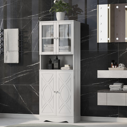 Bellemave White Tall Storage Cabinet with Adjustable Shelf Bathroom Cabinet with 1 Drawer and Storage Rack Large Freestanding Wood Cabinet Storage Organizer Floor Cabinet, White