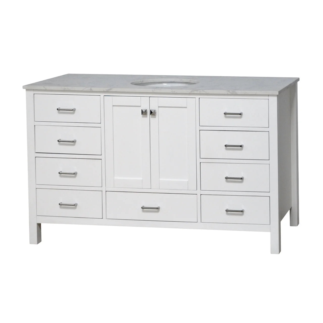Horizon 60" Single Bathroom Vanity with White Cabinet and Engineered Carrara Top