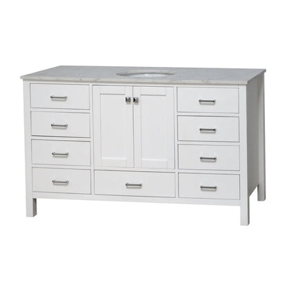 Horizon 60" Single Bathroom Vanity with White Cabinet and Engineered Carrara Top