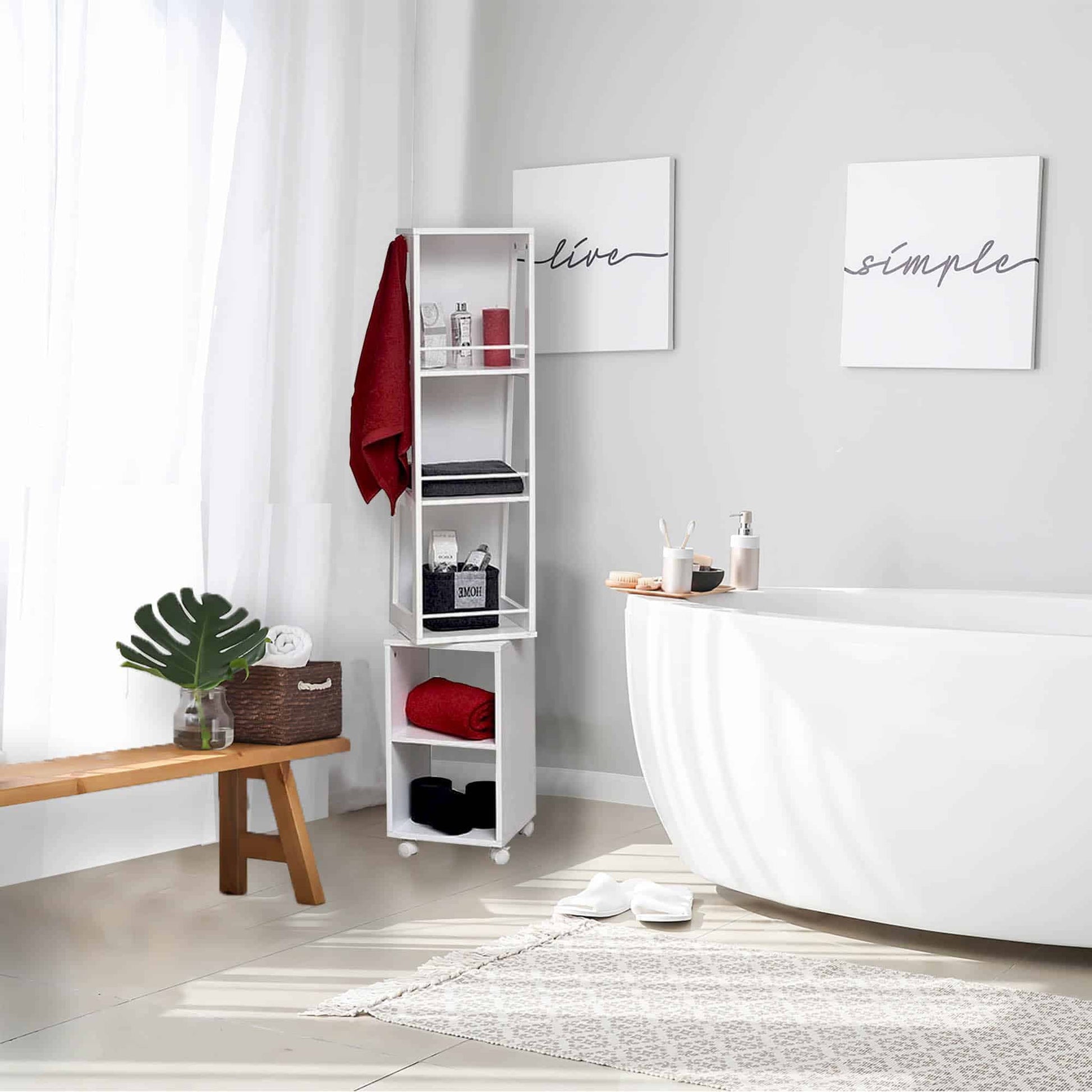 Wall-Mounted Bathroom Cabinet with Double Vented Doors, Compact Storage Organizer for Toiletries, White Finish - Miami Collection