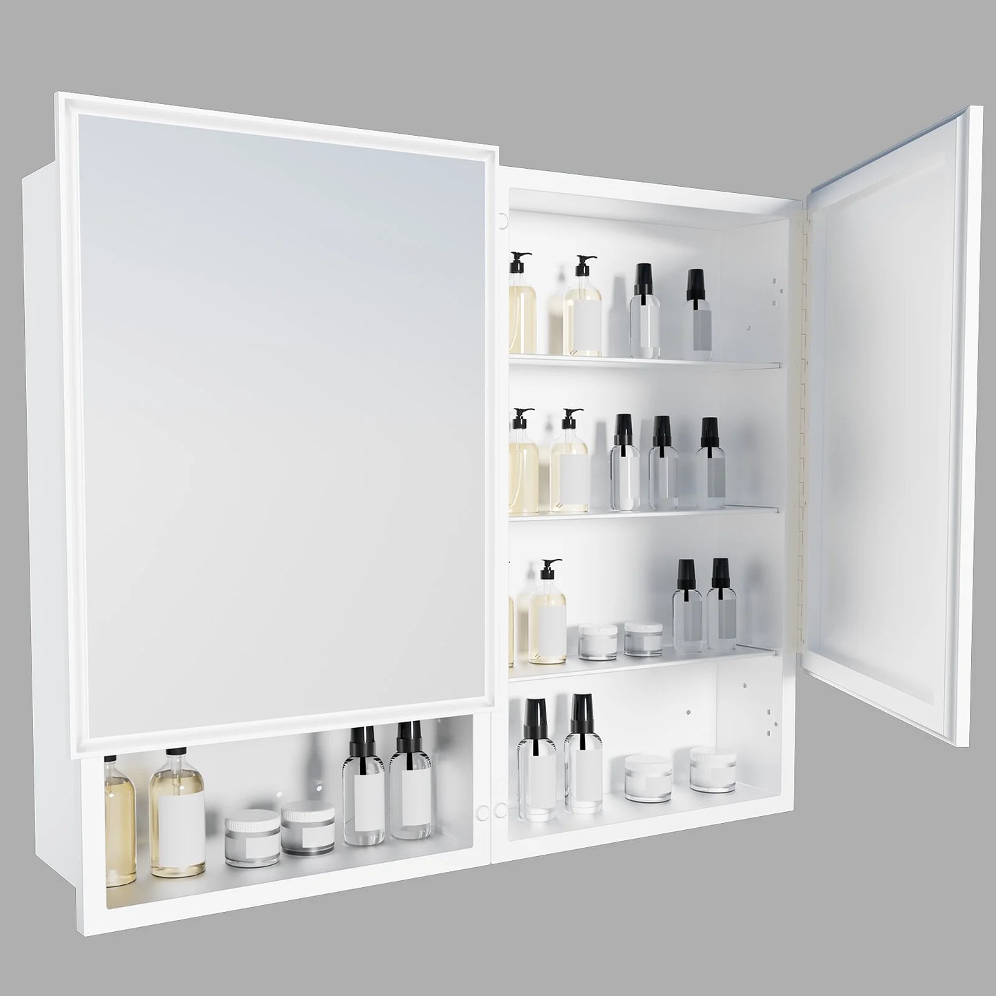 FUMANGO 32x26 Mirror Cabinet, Simple&Beautiful, Large Storage Space, Matte White for Bathroom Vanity
