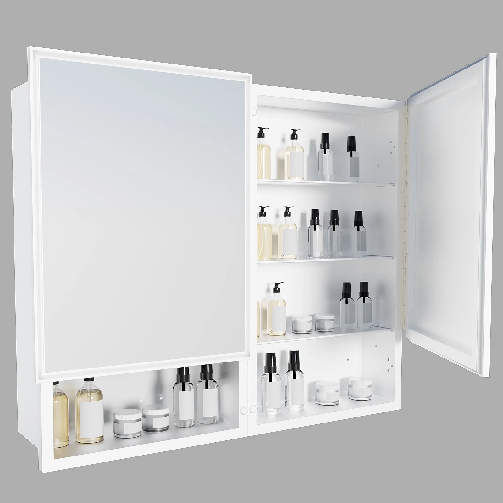 FUMANGO 32x26 Mirror Cabinet, Simple&Beautiful, Large Storage Space, Matte White for Bathroom Vanity