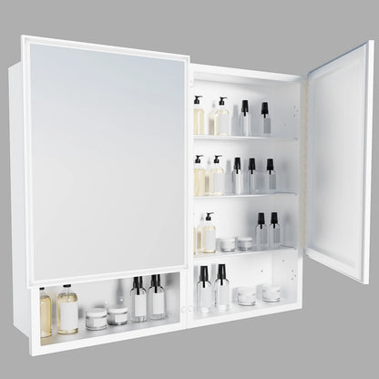 FUMANGO 32x26 Mirror Cabinet, Simple&Beautiful, Large Storage Space, Matte White for Bathroom Vanity
