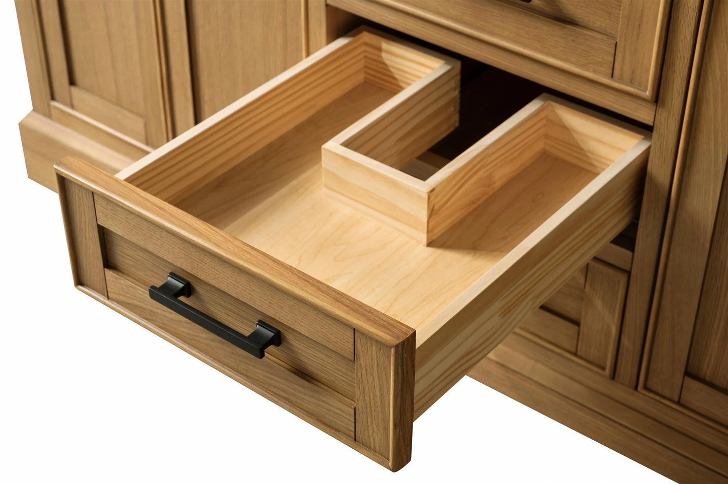 Design Element Milano 60" Single Sink Oak Bath Vanity with White Quartz Top