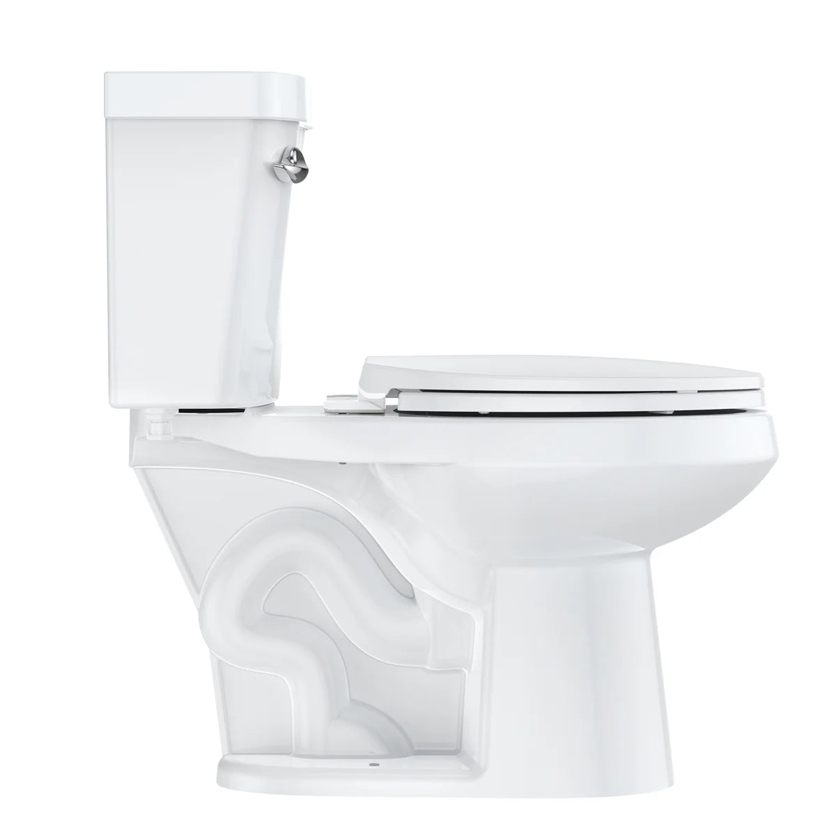 Faitaliicy Elongated Toilets For Bathrooms Two-Piece Toilet With Comfortable Close Seat 1.28 Siphonic Flush Toilet Powerful Modern Standard Toilet With Universal Height ADA Cotton