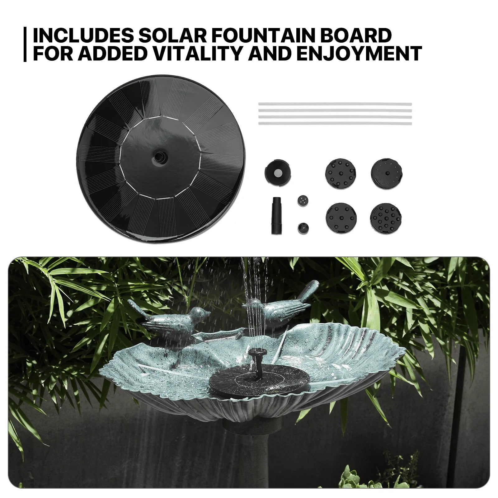 MoNiBloom Outdoor Pedestal Bird Bath with Solar Pumb, for Garden Patio Backyard Décor, Green