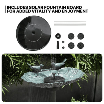 MoNiBloom Outdoor Pedestal Bird Bath with Solar Pumb, for Garden Patio Backyard Décor, Green