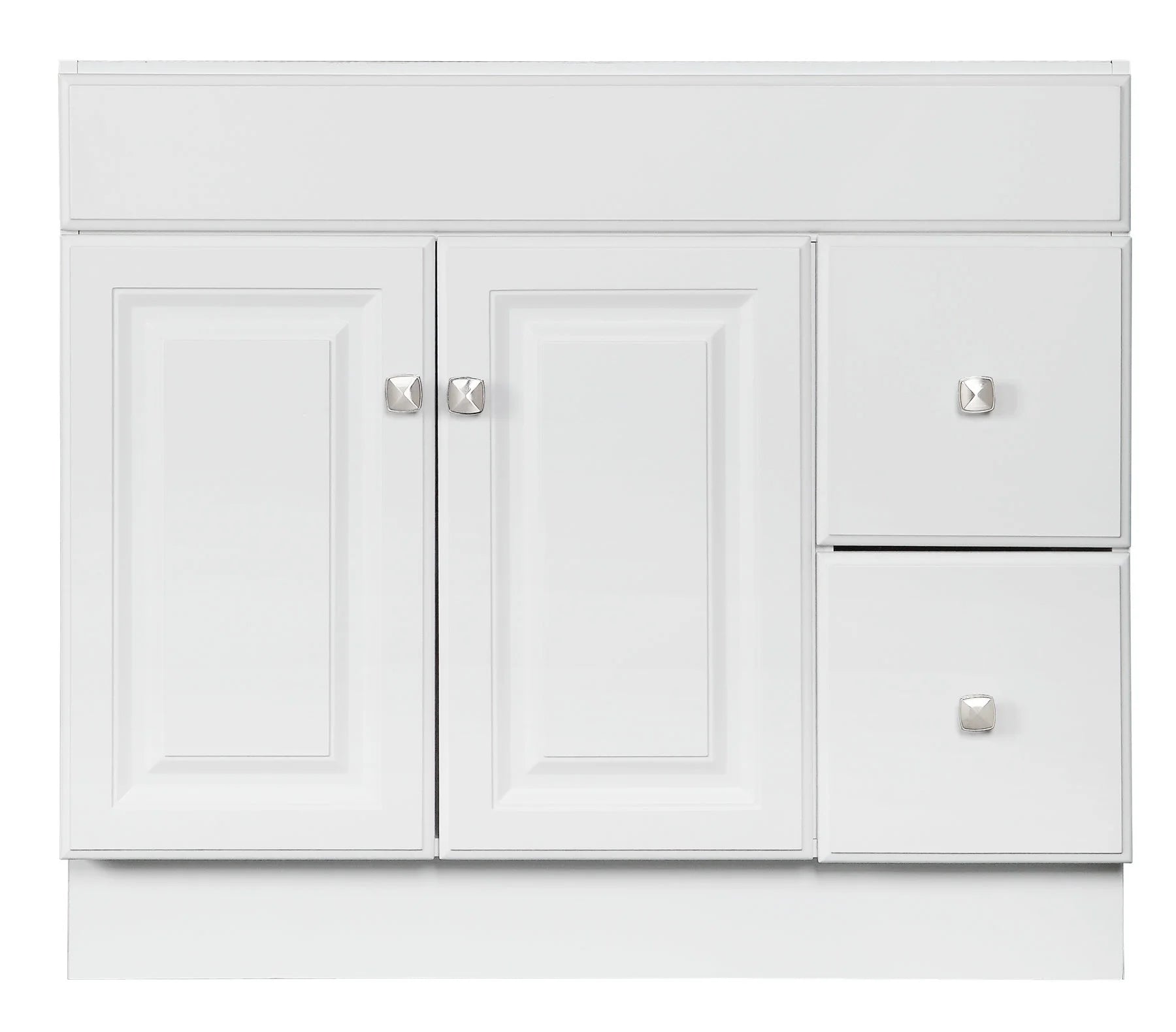 Design House Wyndham 36" Solid Wood Ready to Assemble 2-Door and 2-Drawer Bathroom Vanity Cabinet, White
