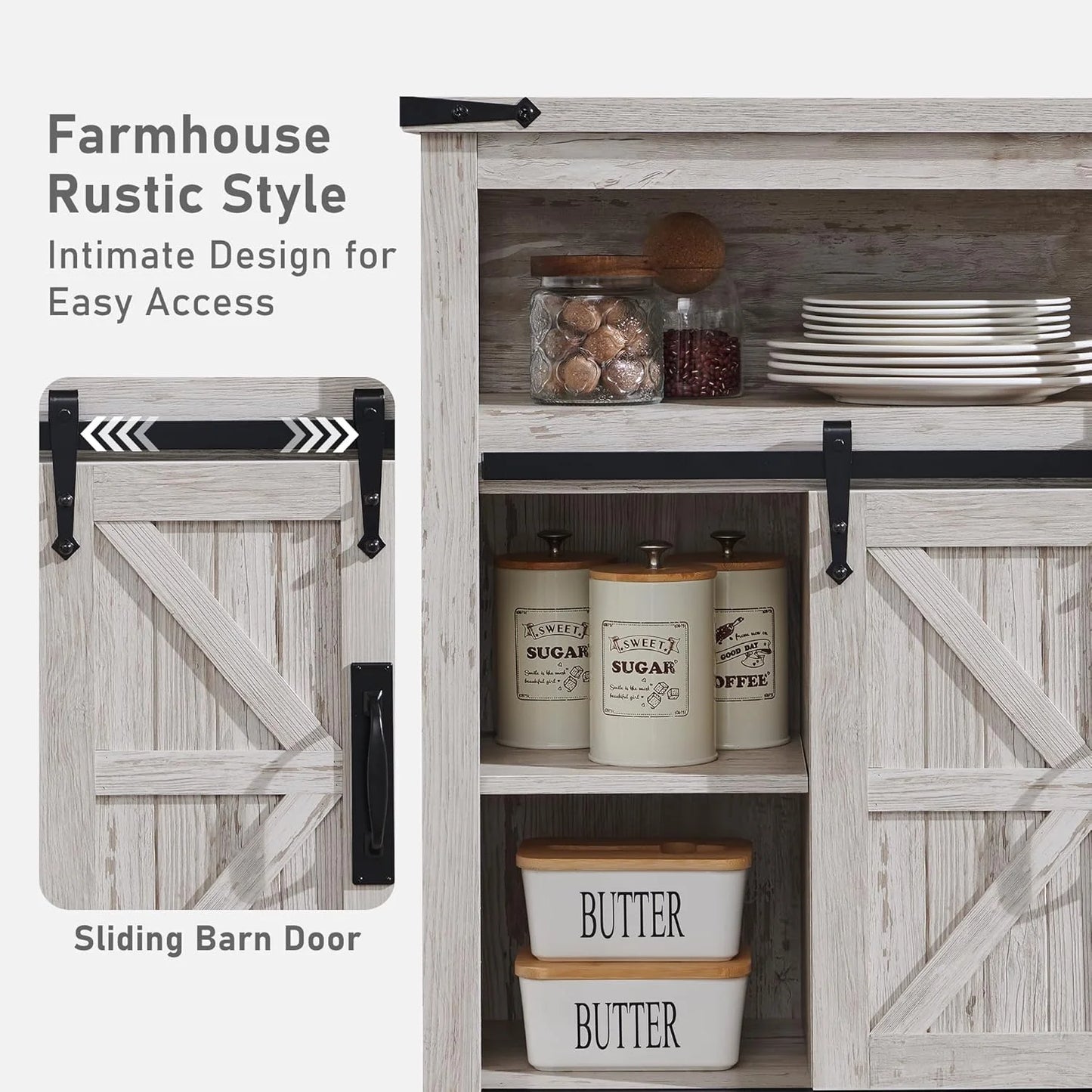 OKD Farmhouse Bathroom Storage Cabinet with 3 Drawers and Adjustable Shelves Wooden Rustic Accent Entryway Cupboard, Antique White