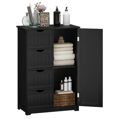 Bathroom Storage Wooden 4 Drawer Cabinet Cupboard 2 Shelves Free Standing White