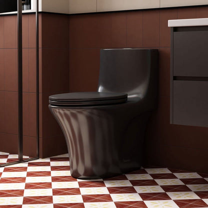 Albriya A1878 Modern One Piece Toilet, Standard Bathroom Toilet Power Dual Flush 1.1/1.6 GPF with Comfortable Seat ADA Height 16 1/2’�? 12’�?Rough-In, MaP 1000g, Glossy White