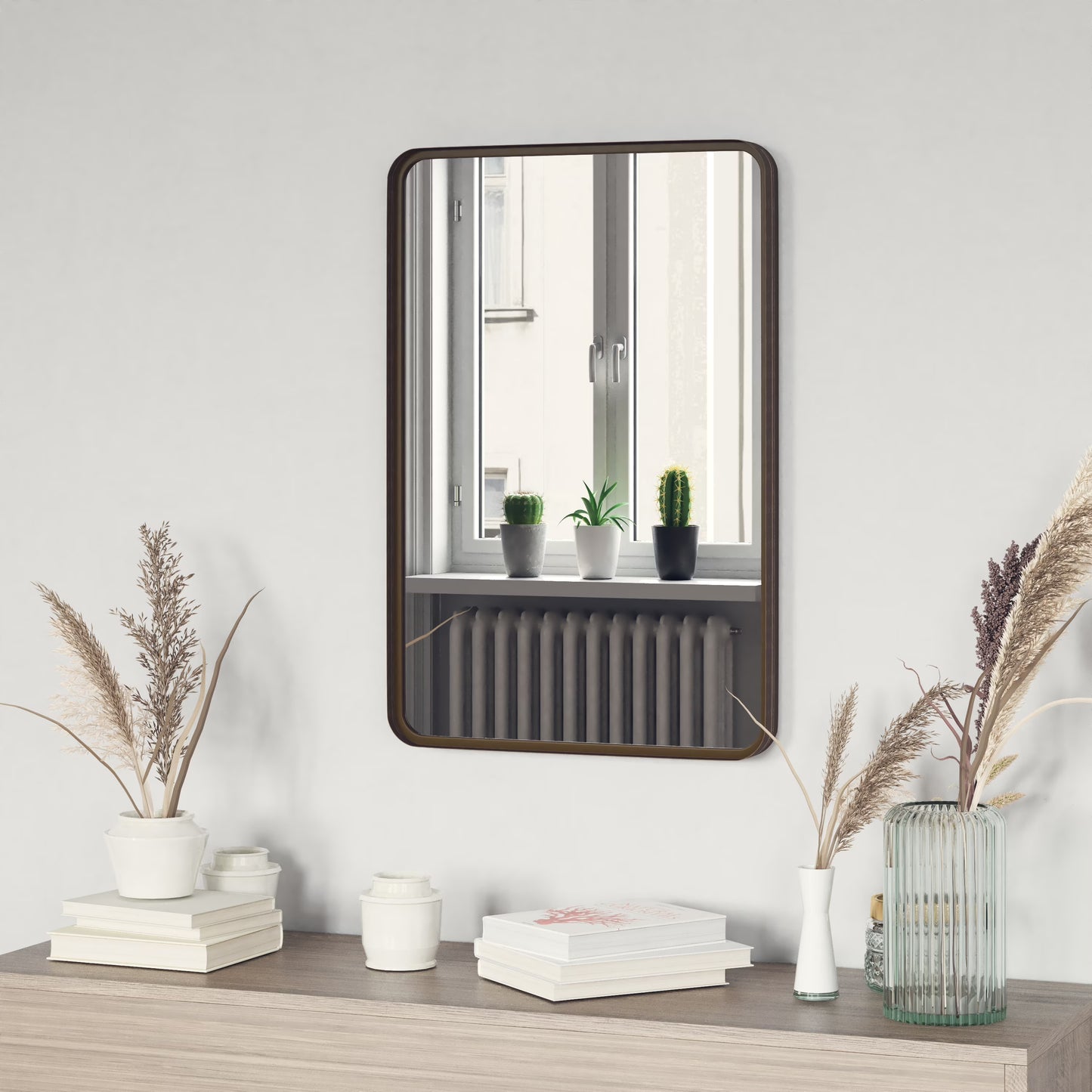 Emma + Oliver 20" x 30" Rectangular Wall Mirror with Black Frame, Silver Backing for Clarity and Shatterproof Glass for Entryways, Bathrooms & More