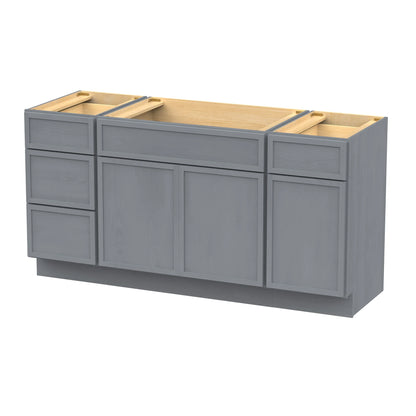 Vanity Art 63" Freestanding Bathroom Vanity Cabinet without Top in Smoky Gray