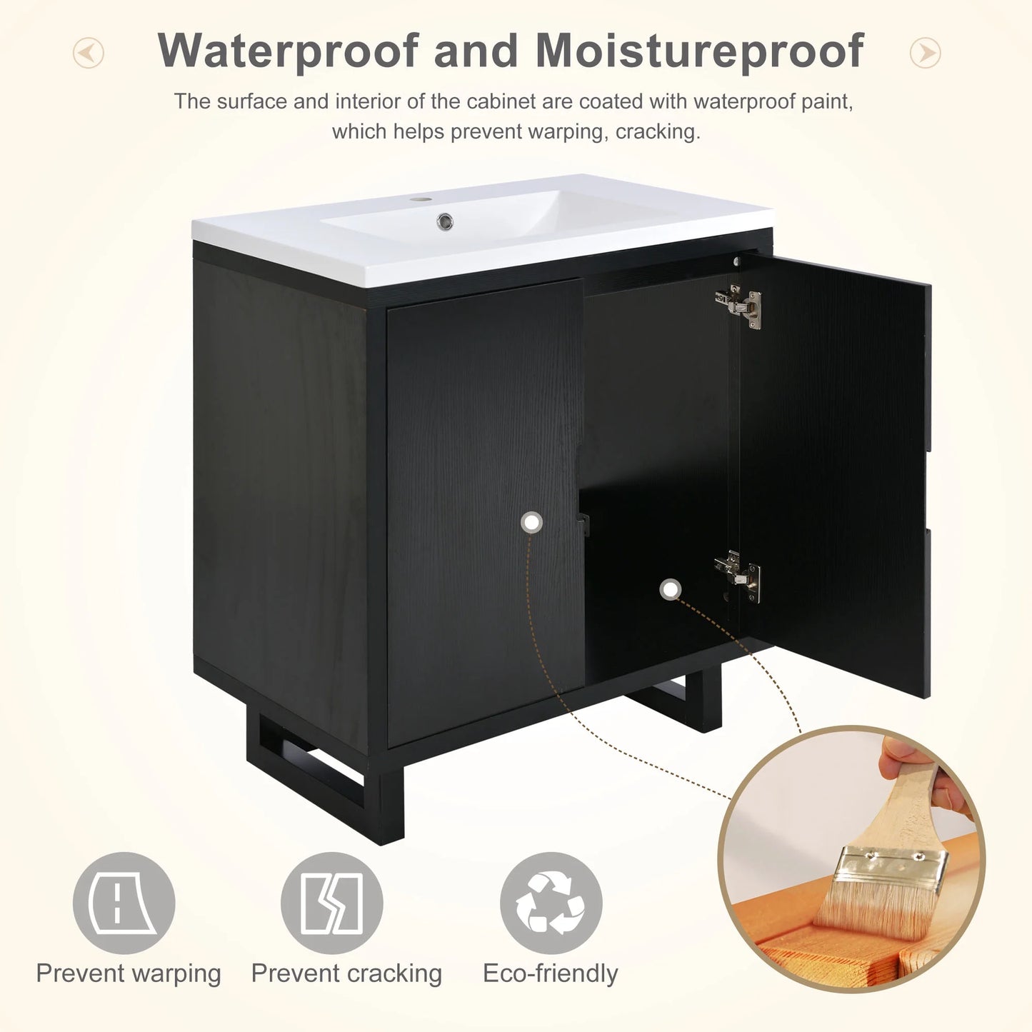 Harper & Bright Designs 30" Bathroom Vanity Set with Sink Combo Cabinet, Bathroom Vanity Storage Cabinet, Solid Wood Frame