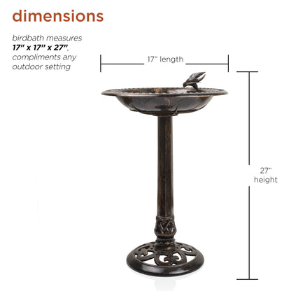 Alpine Corporation 26-inch Bronze Polyresin Bird Bath with Bird Figurine