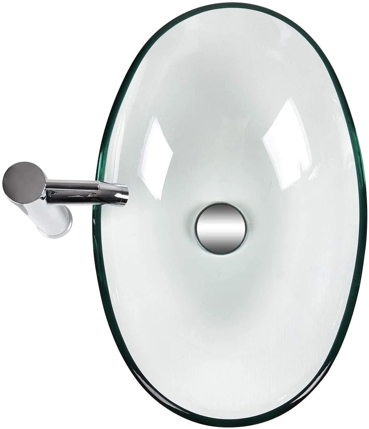 ELECWISH Bathroom Frosted Vessel Sink Tempered Glass Basin Chrome Faucet Pop-up Drain Combo