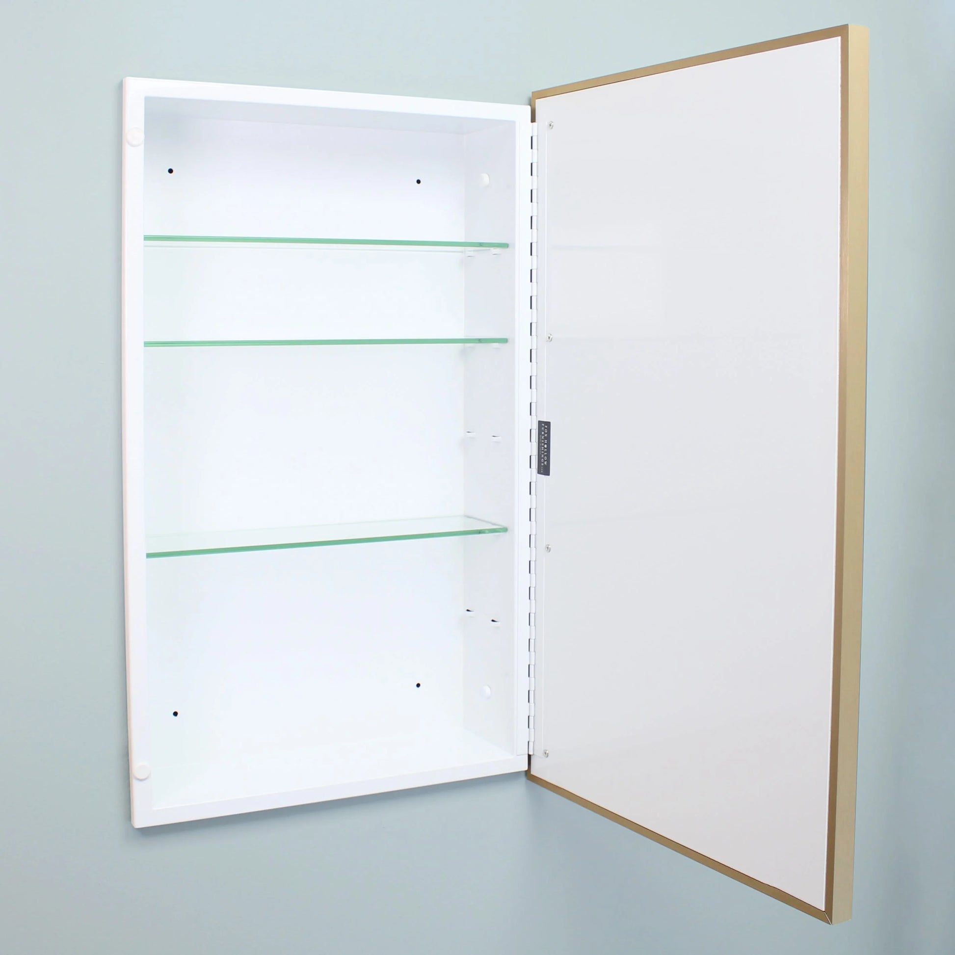 16x26 Parker Metro Metal Framed Rectangle Recessed Bathroom Medicine Cabinet, Floating Mirror, 14x24 in-Wall Opening, Powder-coated Steel, Adjustable Glass Shelves, Magnet Close, Brushed Nickel