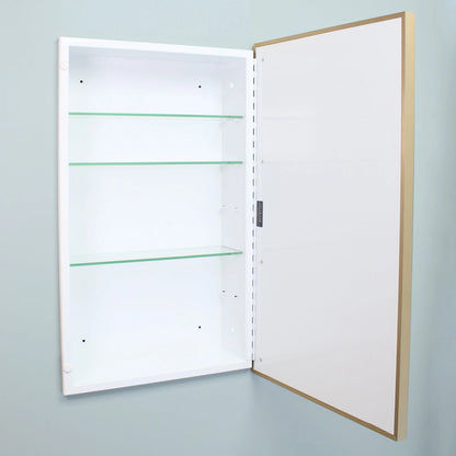 16x26 Parker Metro Metal Framed Rectangle Recessed Bathroom Medicine Cabinet, Floating Mirror, 14x24 in-Wall Opening, Powder-coated Steel, Adjustable Glass Shelves, Magnet Close, Brushed Nickel