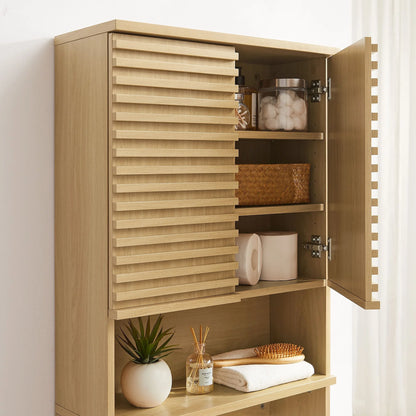 Modway Render Over the Toilet Bathroom Storage Cabinet in Oak