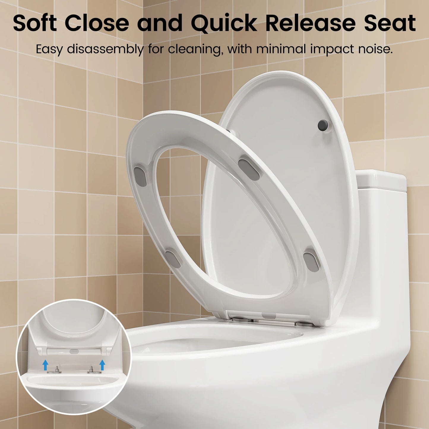 SOTOMO Elongated ADA Compliant One Piece Toilet, 17.2" Comfort Seat Height, 1.1/1.6 GPF Dual Flush, MAP 1000g, Soft-Close & Quick Release Seat, 12" Rough-In, Fully Skirted Toilet for Bathroom