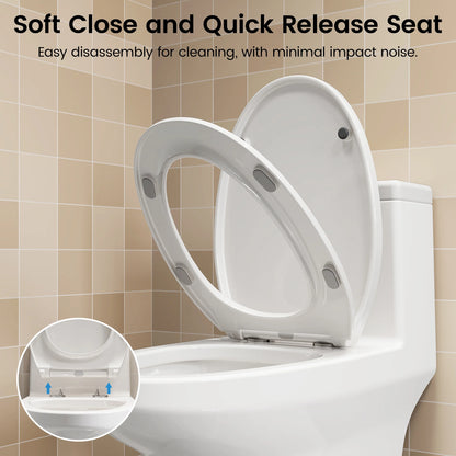 SOTOMO Elongated ADA Compliant One Piece Toilet, 17.2" Comfort Seat Height, 1.1/1.6 GPF Dual Flush, MAP 1000g, Soft-Close & Quick Release Seat, 12" Rough-In, Fully Skirted Toilet for Bathroom