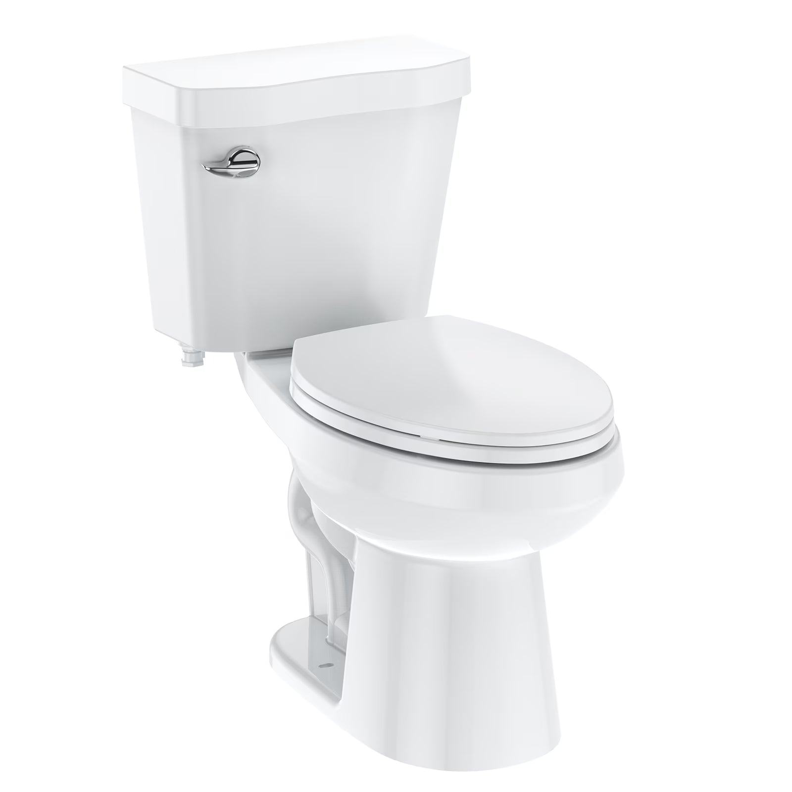 Two Piece Toilet, Elongated ADA 17" Height, Side Press Flush Split Toilet with Under-Locking Lid, Toilets for Bathrooms Comfort, Powerful Flushing American Standard Toilet, White