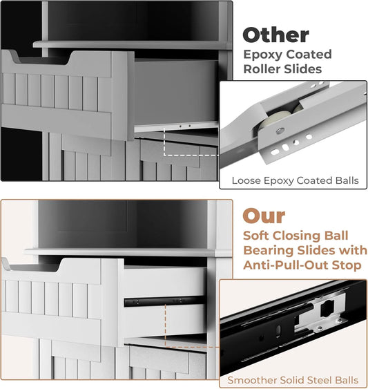 VVFLU Bathroom Storage Cabinet Tall, 67" Linen Cabinet Freestanding, Drawer Doors & Shelves, White