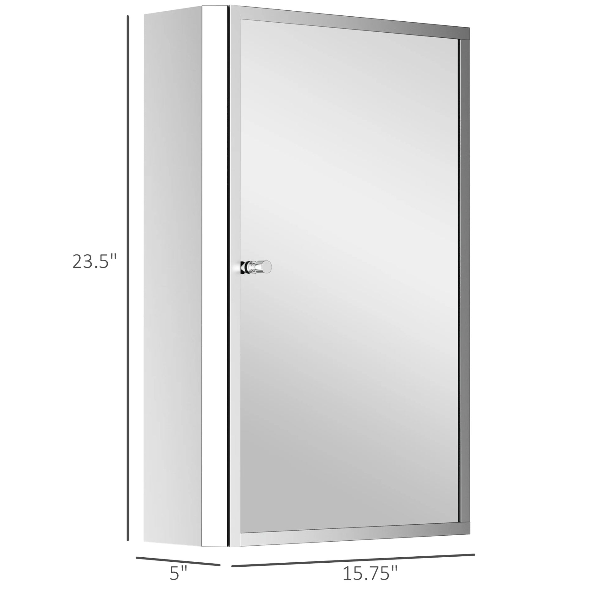 Bathroom Mirrored Cabinet, Vertical 16" x 24" Stainless Steel Frame Medicine Cabinet, Wall-Mounted Storage Organizer with Single Door​