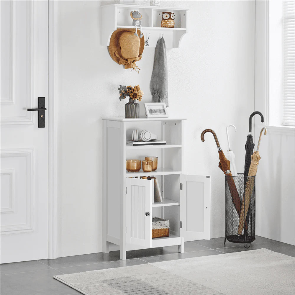 SMILE MART 5-Tier Wooden Bathroom Floor Cabinet, White
