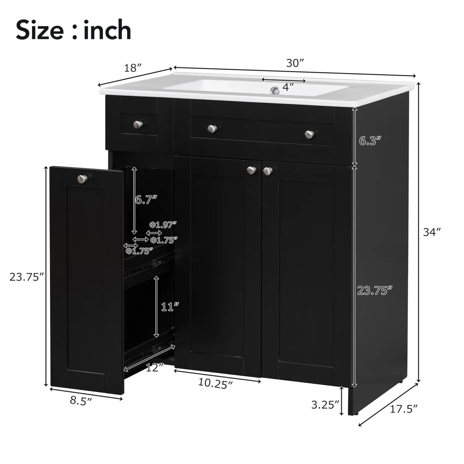 30" Bathroom Vanity with Sink Combo Wall Mounted Storage Cabinet Set with Soft Close Drawers, Modern Design with Invisible Handle, Resin Basin Sink Top, Gray