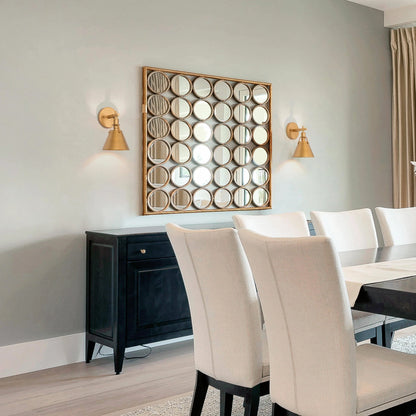 LaLuz Coney Modern 2-Pack Gold Bathroom Vanity Light Transitional Brushed Metal Wall Sconces - 6.1'' L x 7.5'' W x 10.2'' H Brushed Gold