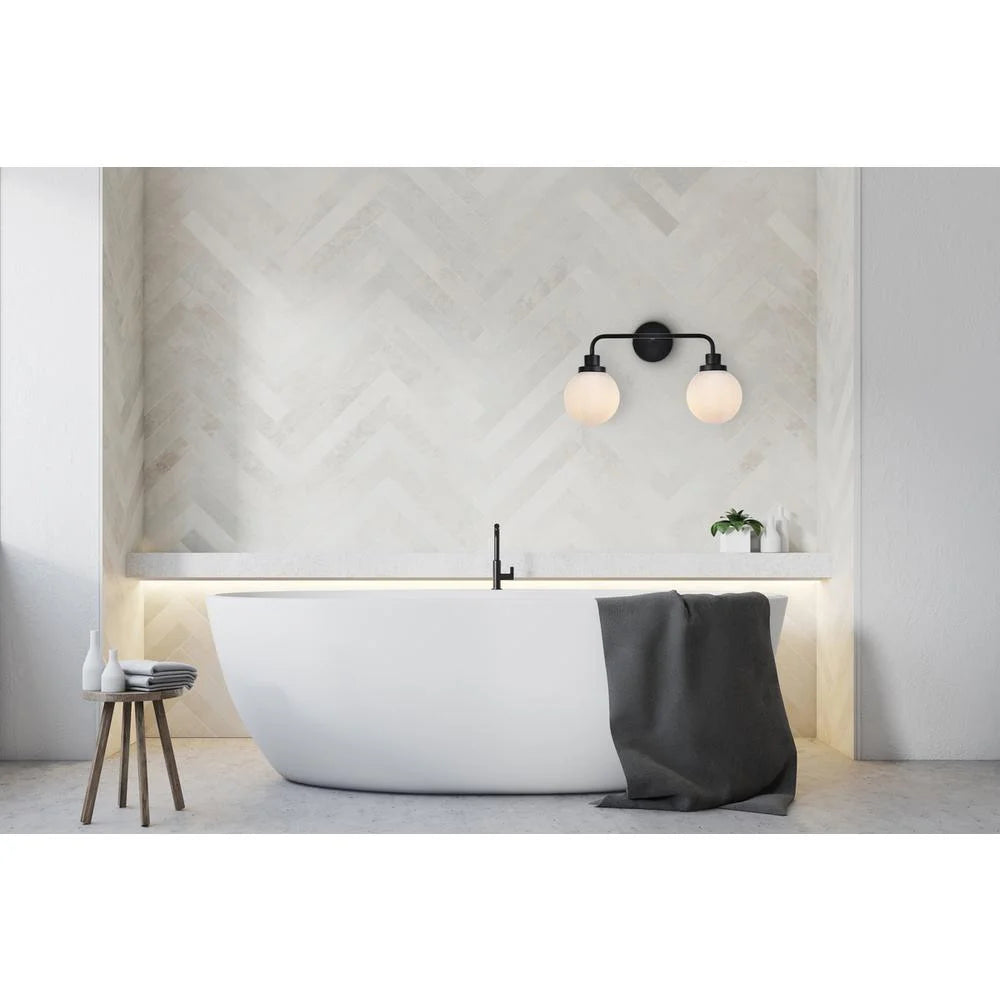 Living District Hanson 2 lights bath sconce in black with frosted shade