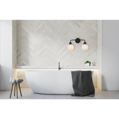 Living District Hanson 2 lights bath sconce in black with frosted shade