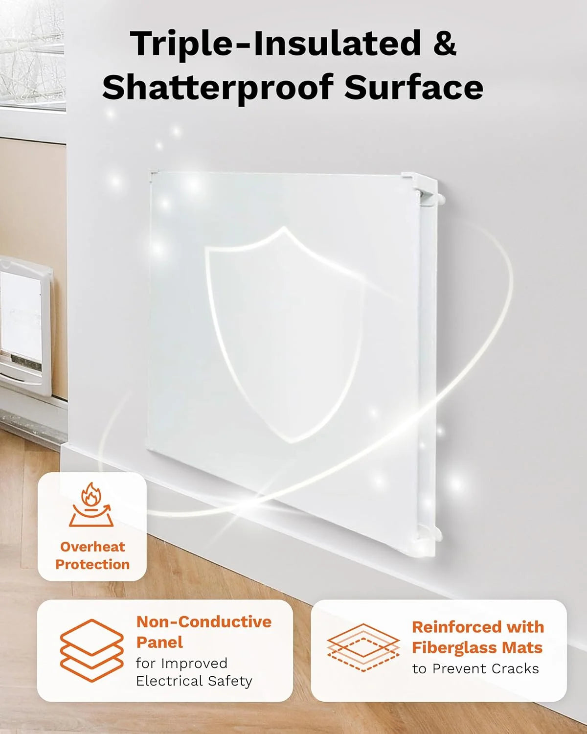 Amaze Heaters Dual Smart 400W Energy Efficient Space Heater w/Heat Guard & Wall Mount Kit - 24��x24�� Paintable & Silent Indoor Electric Heater - For Up to 160 sq ft Rooms Such as Bedroom & Bathroom